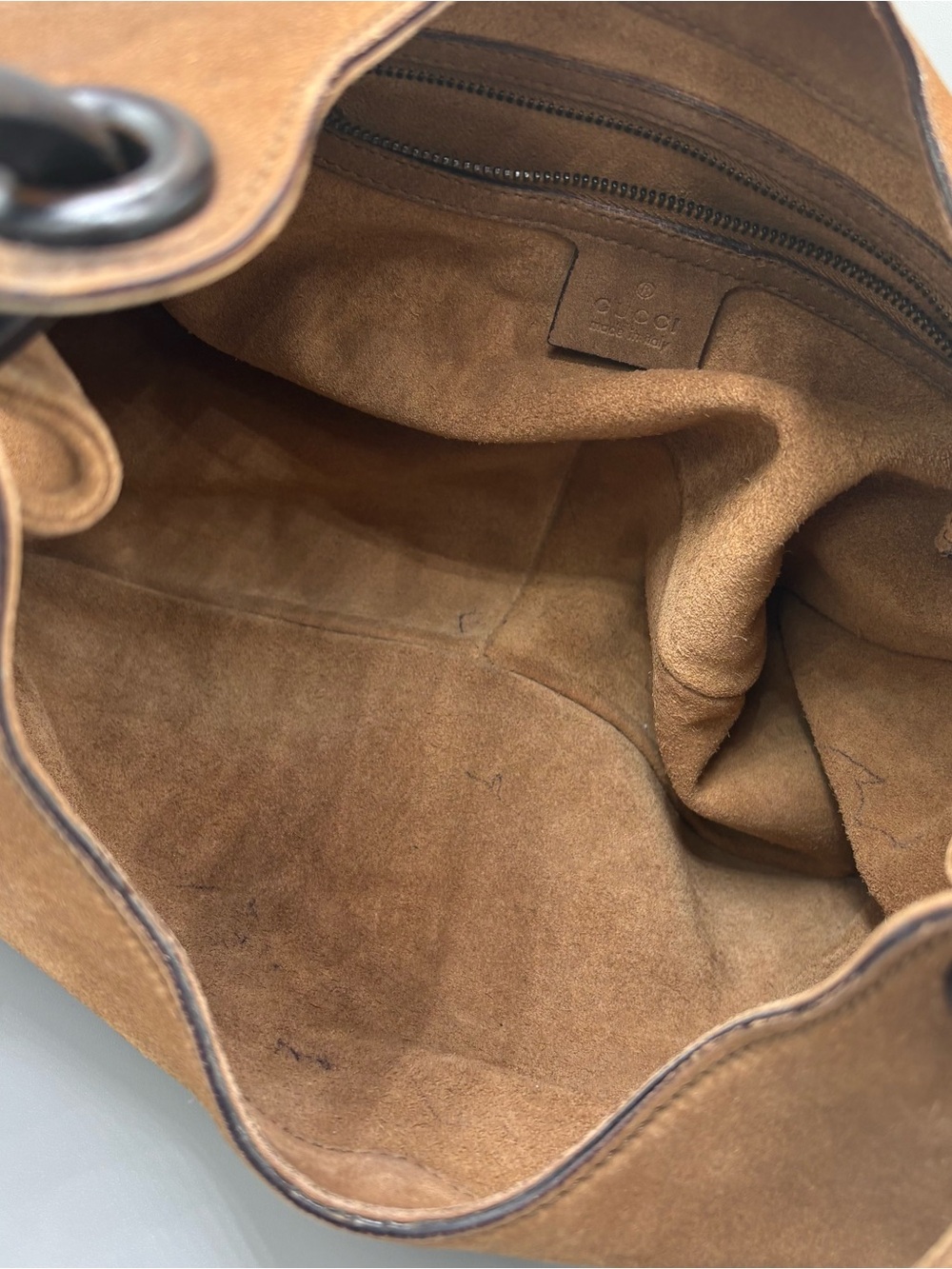 Tom Ford for Gucci Whipstitch Brown Suede 2002 Hobo Bag Luxury Authentic Purse - Picture 13 of 16